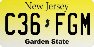 NJ license plate C36FGM