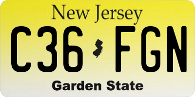 NJ license plate C36FGN
