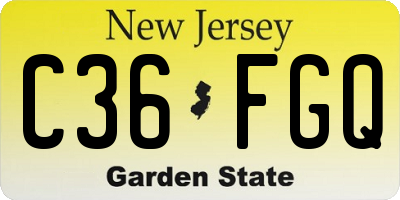 NJ license plate C36FGQ