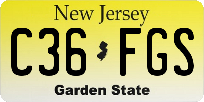 NJ license plate C36FGS