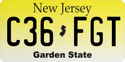 NJ license plate C36FGT