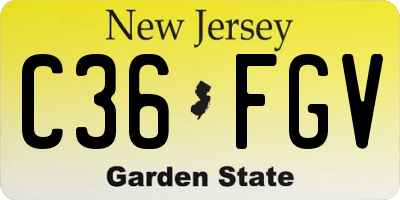 NJ license plate C36FGV