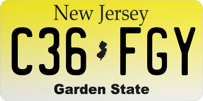 NJ license plate C36FGY