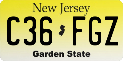 NJ license plate C36FGZ