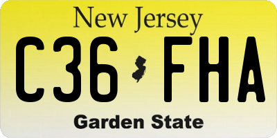 NJ license plate C36FHA