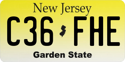 NJ license plate C36FHE