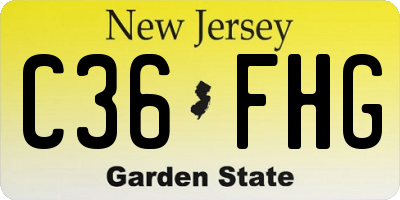 NJ license plate C36FHG