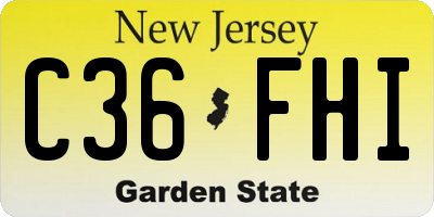 NJ license plate C36FHI