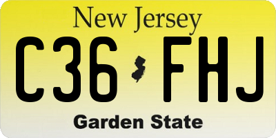 NJ license plate C36FHJ