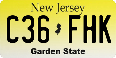 NJ license plate C36FHK