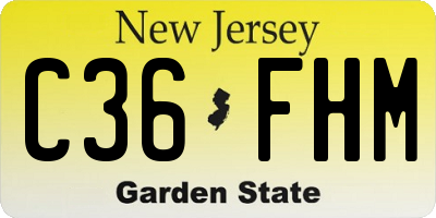 NJ license plate C36FHM