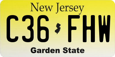 NJ license plate C36FHW