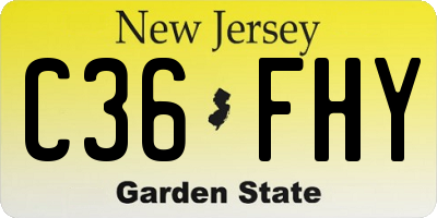 NJ license plate C36FHY