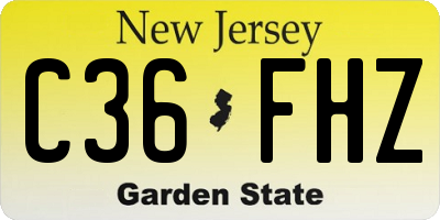 NJ license plate C36FHZ