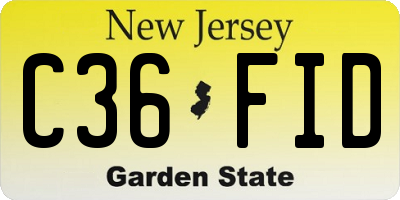 NJ license plate C36FID