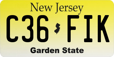 NJ license plate C36FIK