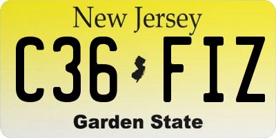 NJ license plate C36FIZ