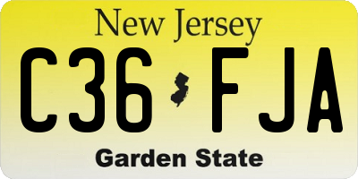 NJ license plate C36FJA