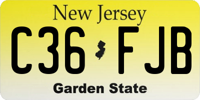 NJ license plate C36FJB
