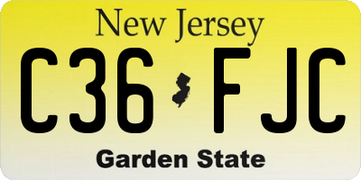 NJ license plate C36FJC