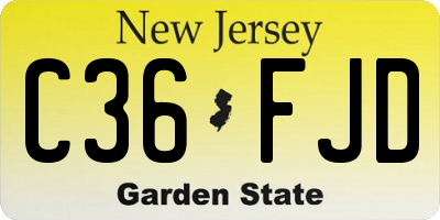 NJ license plate C36FJD