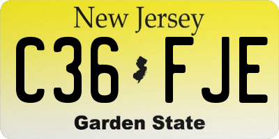 NJ license plate C36FJE