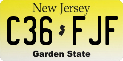 NJ license plate C36FJF