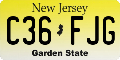 NJ license plate C36FJG