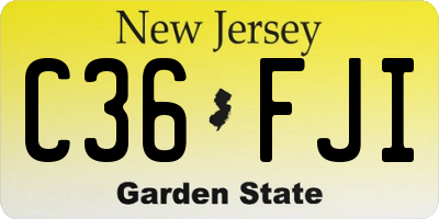 NJ license plate C36FJI