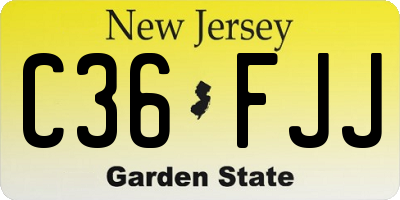 NJ license plate C36FJJ