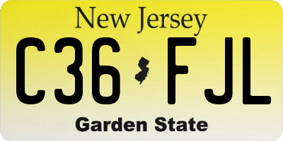 NJ license plate C36FJL