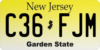 NJ license plate C36FJM