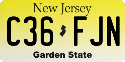 NJ license plate C36FJN