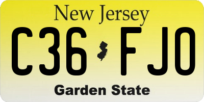 NJ license plate C36FJO