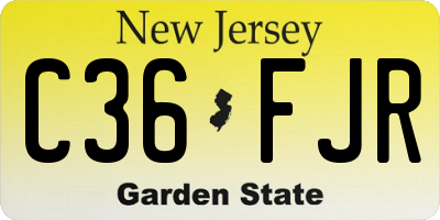 NJ license plate C36FJR
