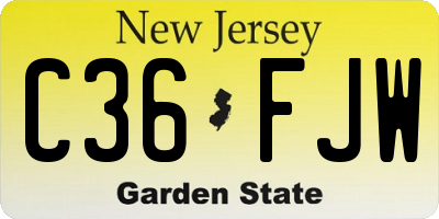 NJ license plate C36FJW