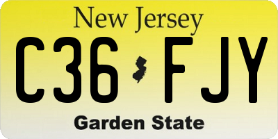 NJ license plate C36FJY