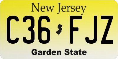 NJ license plate C36FJZ