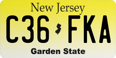 NJ license plate C36FKA
