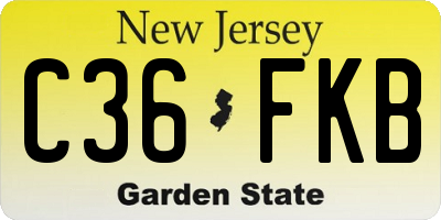NJ license plate C36FKB