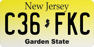 NJ license plate C36FKC