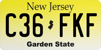 NJ license plate C36FKF