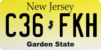 NJ license plate C36FKH
