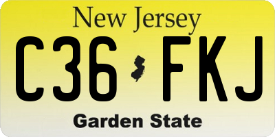 NJ license plate C36FKJ