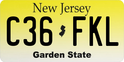 NJ license plate C36FKL