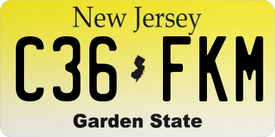NJ license plate C36FKM