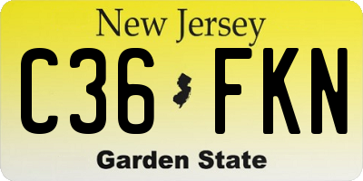 NJ license plate C36FKN