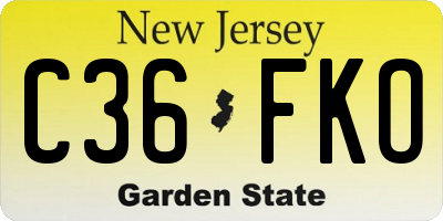 NJ license plate C36FKO