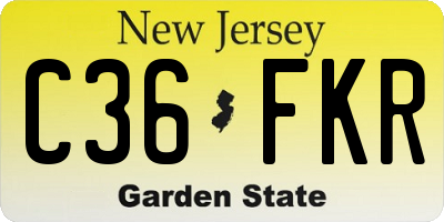 NJ license plate C36FKR