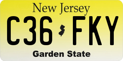 NJ license plate C36FKY